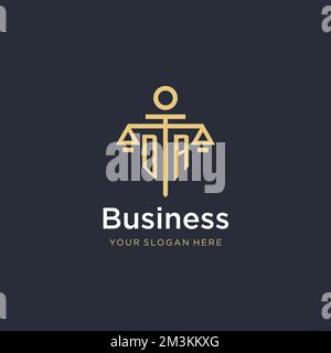 LOGO DES ERSTEN MONOGRAMMS VON DR mit Design-Ideen im Maßstab- und Säulenstil Stock Vektor