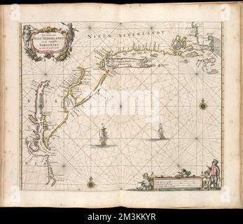 Pas caerte van Nieu Nederlandt en de Engelsche Virginies van Cabo Cod tot Cabo Canrick , Küsten, New England, Karten, frühe Arbeiten bis 1800, Küsten, mittelatlantische Staaten, Karten, frühe Arbeiten bis 1800, Seekarten, Atlantikküste New England, frühe Arbeiten bis 1800, Seekarten, Atlantikküste Mittelatlantikstaaten, Frühe Arbeiten bis 1800, Karten, New England, Karten, frühe Arbeiten bis 1800, Staaten des Mittleren Atlantiks, Karten, frühe Arbeiten bis 1800 Norman B. Leventhal Map Center Collection Stockfoto