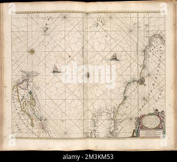 Pascaerte vande Vlaemsche, Soute, en Caribesche Eylanden, als mede Terra Nova, en de custen van Nova Francia, Nova Anglia, Nieu Nederlandt, Venezuela, Nueva Andalusien, Guiana en een gedeelte van Brazil , Seekarten, Atlantikküste Nordamerika, Early Works to 1800, Seekarten, Atlantikküste Südamerika, Early Works to 1800, Atlantikküste Nordamerika, Karten, Early Works to 1800, Atlantikküste Südamerika, Karten, Frühe Arbeiten zur Norman B. Leventhal Map Center Collection 1800 Stockfoto