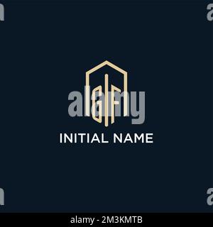 GF ursprüngliches Monogramm-Logo mit sechseckiger Form, Immobilienlogo Design Ideas Inspirationsvektor Stock Vektor