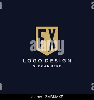 FX-Monogramm Initialen Logo-Design mit Shield Icon-Vorlage Stock Vektor