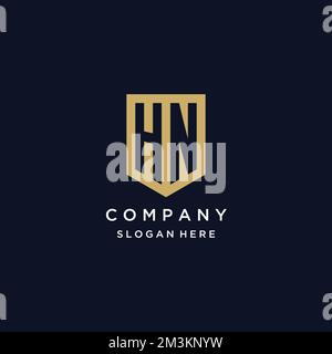 HN Monogramm Initialen Logo-Design mit Shield Icon-Vorlage Stock Vektor