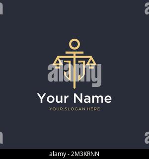 JJ Erstauflage-Monogramm-Logo mit Design-Ideen im Maßstab- und Säulenstil Stock Vektor
