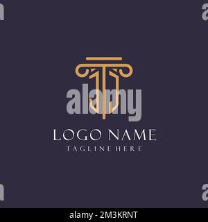 JJ Monogramm Initialen Design für Anwaltskanzlei, Anwalt, Kanzlei mit säulenähnlichen Ideen Stock Vektor