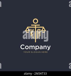 DAS ERSTE KA-Monogramm-Logo mit maßstabsgetreuen und säulenförmigen Designideen Stock Vektor