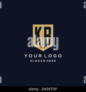 KB Monogramm Initialen Logo-Design mit Shield Icon-Vorlage Stock Vektor