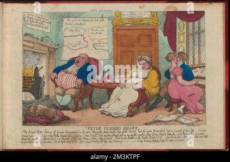 Peter Plumbs Tagebuch, schlafen, küssen, Hunde, Kamine. Thomas Rowlandson (1756-1827). Ausdrucke und Zeichnungen Stockfoto