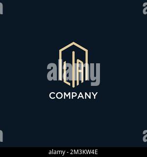LA ursprüngliches Monogramm-Logo mit sechseckiger Form, Immobilienlogo Design Ideas Inspirationsvektor Stock Vektor