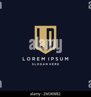 LD-Monogramm Initialen Logo-Design mit Shield Icon-Vorlage Stock Vektor