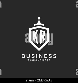 KR-Monogramm-Logo mit Design-Ideen für die Form des Schutzschilds Stock Vektor