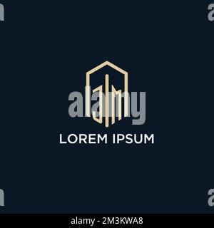 JM ursprüngliches Monogramm-Logo mit sechseckiger Form, Immobilienlogo Design Ideas Inspirationsvektor Stock Vektor