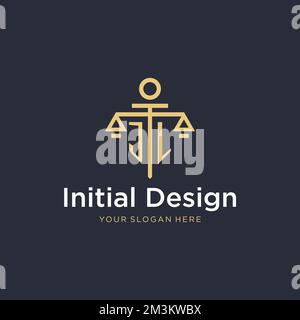 JL erstes Monogramm-Logo mit maßstabsgetreuen und säulenähnlichen Designideen Stock Vektor