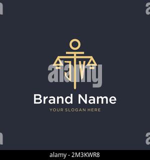 JV-Logo in Monogramm mit Design-Ideen im Maßstab- und Säulendesign Stock Vektor