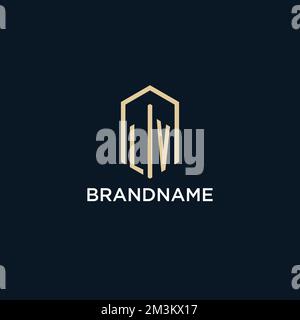 LV ursprüngliches Monogramm-Logo mit sechseckiger Form, Immobilienlogo Design Ideas Inspirationsvektor Stock Vektor