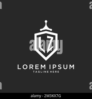 LZ Monogramm Logo Initialen mit Schildschutz Form Designideen Stock Vektor