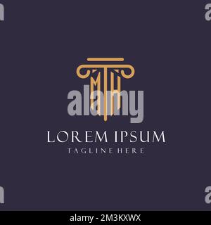 MH-Monogramm Initialen Design für Anwaltskanzlei, Anwalt, Kanzlei mit säulenähnlichen Ideen Stock Vektor