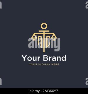 Ursprüngliches NC-Monogramm-Logo mit maßstabsgetreuen und säulenförmigen Designideen Stock Vektor