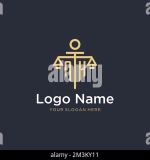NH ursprüngliches Monogramm-Logo mit maßstabsgetreuen und säulenförmigen Designideen Stock Vektor