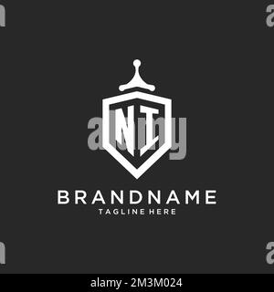 Initialen des NI-Monogramms mit Design-Ideen für die Form des Schutzschilds Stock Vektor