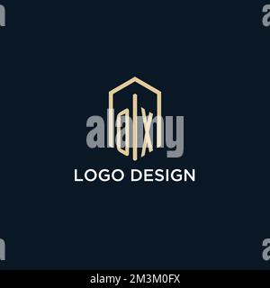 Anfängliches OX-Monogramm-Logo mit sechseckiger Form, Immobilienlogo Design-Ideen-Inspirationsvektor Stock Vektor