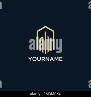 NW ursprüngliches Monogramm-Logo mit sechseckiger Form, Immobilienlogo Design-Ideen-Inspirationsvektor Stock Vektor