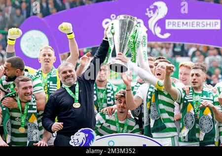 Dateifoto von 14-05-2022, Celtic feiert mit dem Cinch-Premiership-Titel. Stockfoto