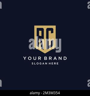 RC Monogramm Initialen Logo-Design mit Shield Icon-Vorlage Stock Vektor