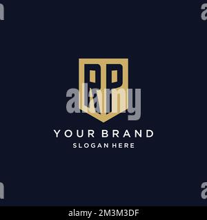 RP-Monogramm Initialen Logo-Design mit Shield Icon-Vorlage Stock Vektor