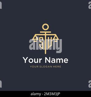 Anfängliches Monogramm-Logo von SW mit maßstabsgetreuen und säulenartigen Designideen Stock Vektor