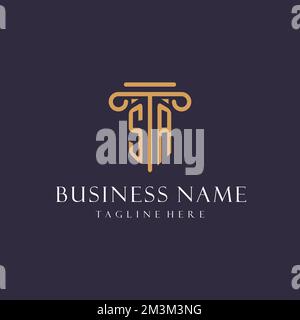 SA-Monogramm Initialen Design für Anwaltskanzlei, Anwalt, Kanzlei mit säulenähnlichen Ideen Stock Vektor