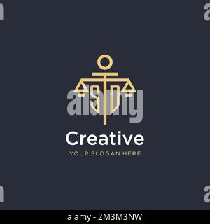 SD ursprüngliches Monogramm-Logo mit maßstabsgetreuen und säulenartigen Designideen Stock Vektor