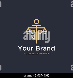 SP erstes Monogramm-Logo mit maßstabsgetreuen und säulenartigen Designideen Stock Vektor