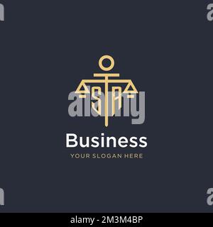 SR ursprüngliches Monogramm-Logo mit maßstabsgetreuen und säulenähnlichen Designideen Stock Vektor