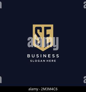 SE Monogramm Initialen Logo-Design mit Shield Icon-Vorlage Stock Vektor