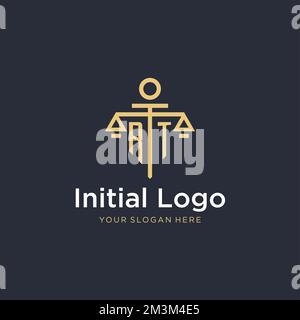 Erstes Monogramm-Logo mit Design-Ideen im Maßstab- und Säulenstil Stock Vektor