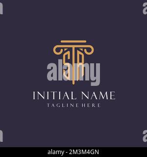 SR Monogramm Initialen Design für Anwaltskanzlei, Anwalt, Kanzlei mit säulenähnlichen Ideen Stock Vektor