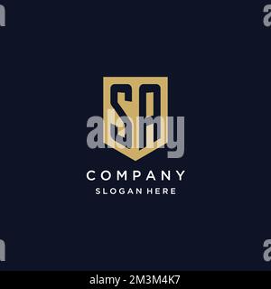 SA Monogramm Initialen Logo Design mit Shield Icon Template Stock Vektor