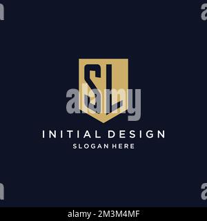 SL Monogramm Initialen Logo-Design mit Shield Icon-Vorlage Stock Vektor