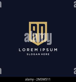 RD-Monogramm Initialen Logo-Design mit Shield Icon-Vorlage Stock Vektor