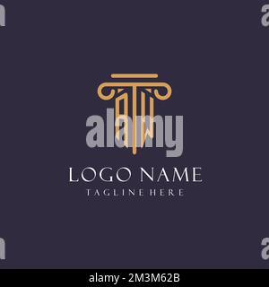 RW-Monogramm-Initialen Design für Anwaltskanzlei, Anwalt, Kanzlei mit säulenähnlichen Ideen Stock Vektor