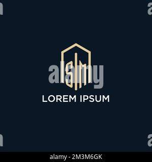 SM ursprüngliches Monogramm-Logo im sechseckigen Stil, Design-Ideen-Inspirationsvektor für Immobilienlogos Stock Vektor