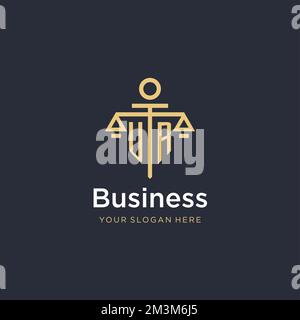 Ur ursprüngliches Monogramm-Logo mit Design-Ideen im Maßstab- und Säulenstil Stock Vektor