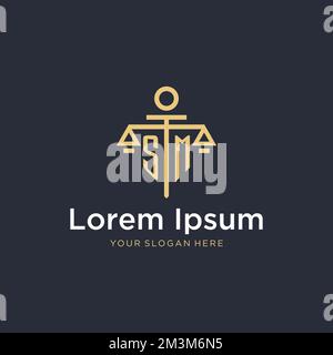 SM erstes Monogramm-Logo mit maßstabsgetreuen und säulenähnlichen Designideen Stock Vektor