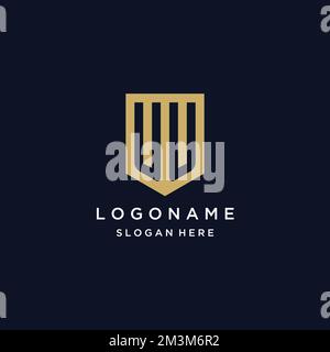 UU-Monogramm Initialen Logo-Design mit Shield Icon-Vorlage Stock Vektor