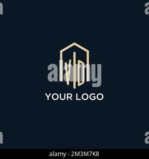 VO ursprüngliches Monogramm-Logo mit sechseckiger Form, Immobilienlogo Design Ideas Inspirationsvektor Stock Vektor