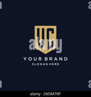 VC-Monogramm Initialen Logo-Design mit Shield Icon-Vorlage Stock Vektor