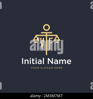 VF erstes Monogramm-Logo mit maßstabsgetreuen und säulenartigen Designideen Stock Vektor
