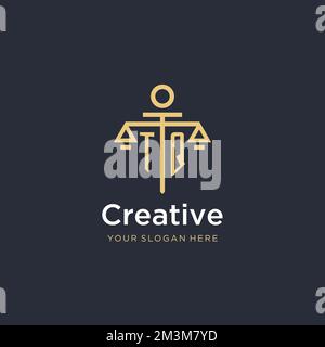 Anfängliches Monogramm-Logo von TQ mit maßstabsgetreuen und säulenförmigen Designideen Stock Vektor