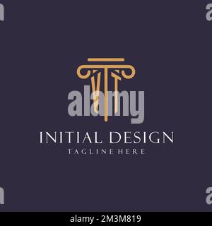 VT-Monogramm Initialen Design für Anwaltskanzlei, Anwalt, Kanzlei mit säulenähnlichen Ideen Stock Vektor