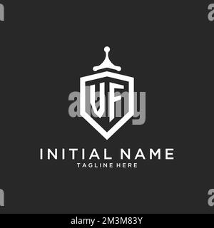 VF-Monogramm-Logo mit Design-Ideen für die Form des Schutzschilds Stock Vektor